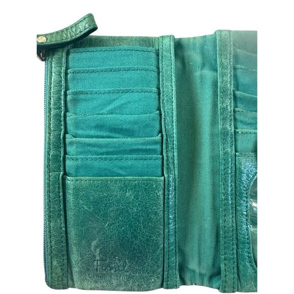 Vintage Womens Fossil Wallet Embroidered Leather Elephant FLAWS READ #5304 - Picture 9 of 15